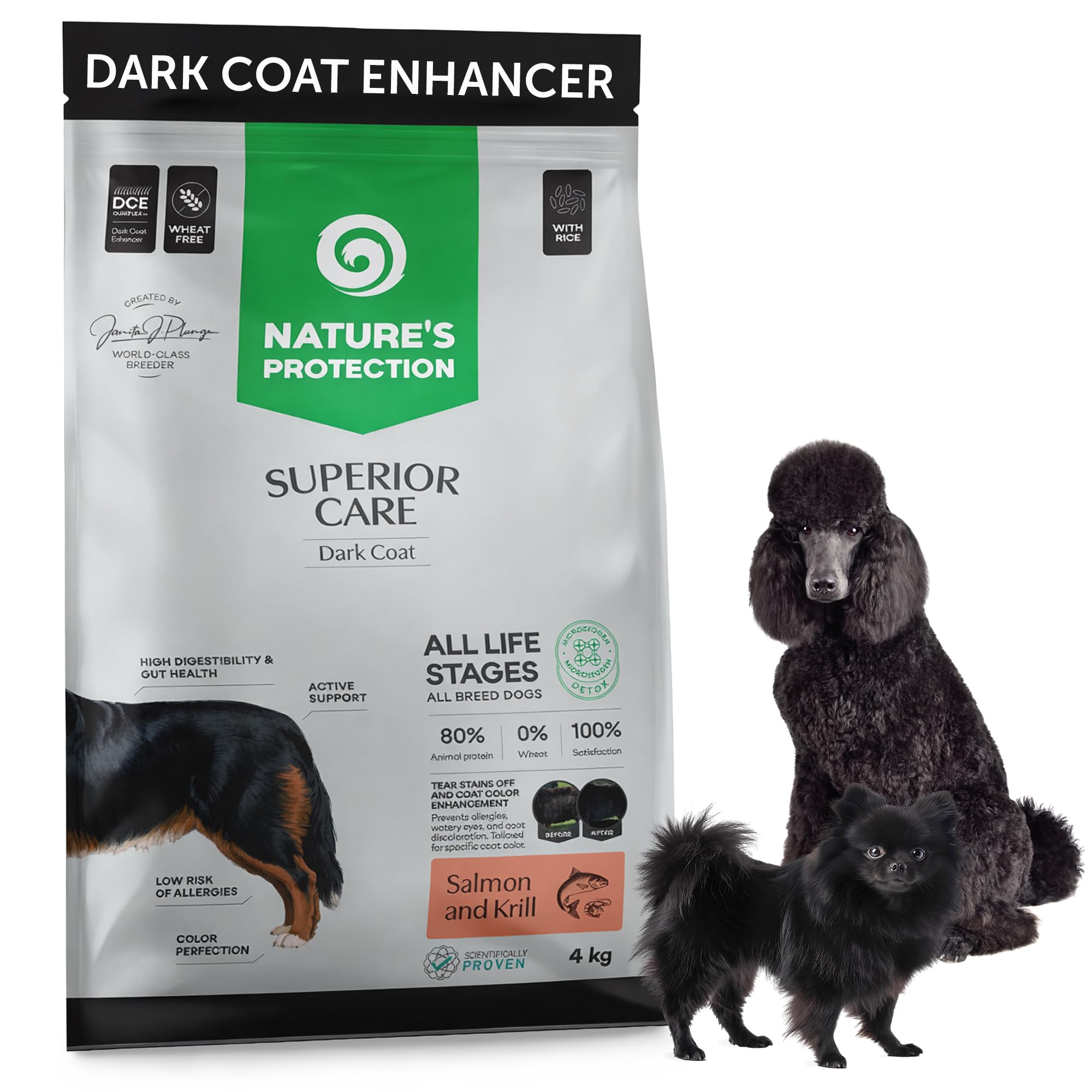 Nature's Protection Superior Care Dark Dog Dry Food, Salmon & Rice 4kg