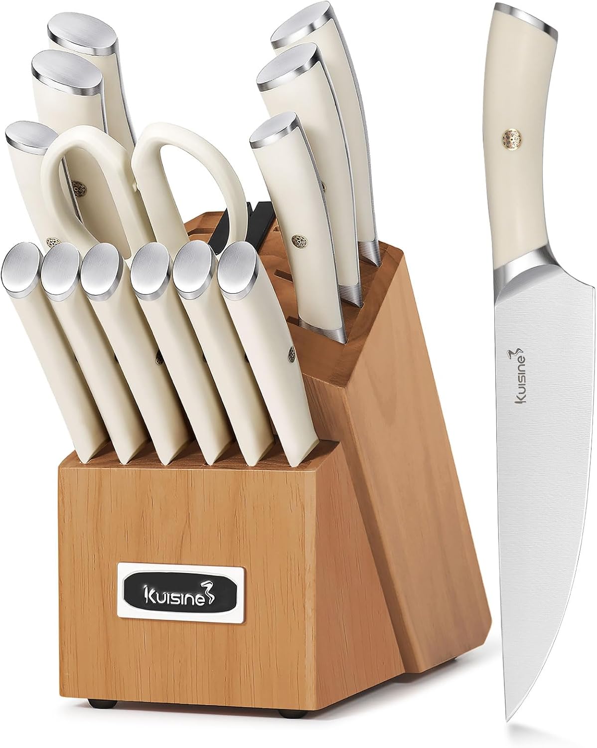 Kuisine Kitchen Knife Set,High Carbon Stainless Steel Ultra Sharp Blade Ergonomic Handle,Knife Block Set with Built-in Sharpener,Elegant Gift for Holiday(Irovy-Acacia,15PCS) Kuisine Kitchen Knife Set,High Carbon Stainless Steel Ultra Sharp Blade Ergonomic Handle,Knife Block Set with Built-in Sharpener,Elegant Gift for Holiday(Irovy-Acacia,15PCS)