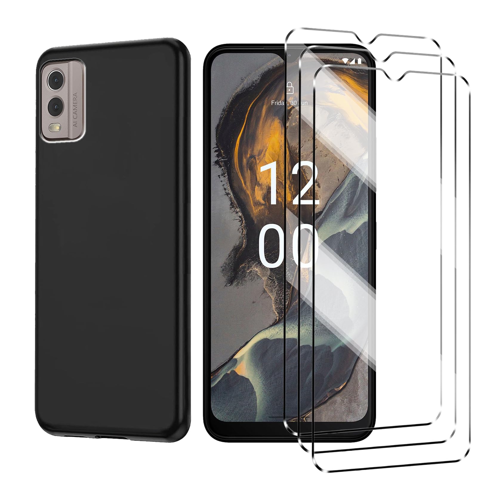 Cover per Samsung Galaxy A23 5G / A23 4G con 3 Pezzi Pellicola Vetro Temperato, Custodia in