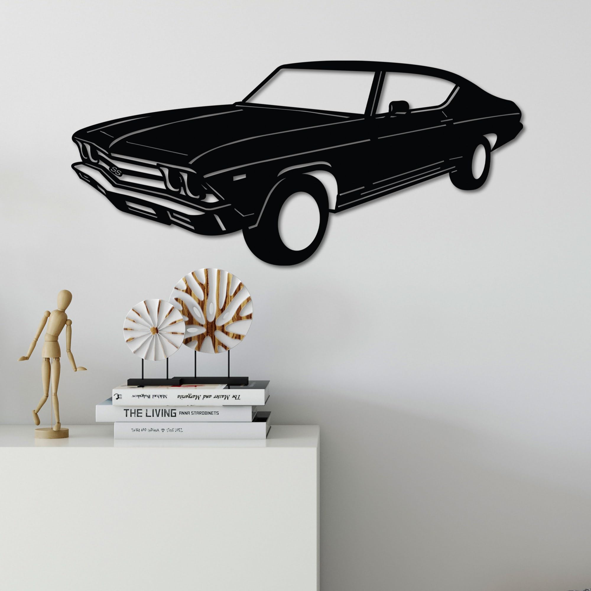Hanah Home Stylish Black Decorative Metal Wall Accessory, 60 x 28 cm, 100% Metal, 1.5 mm Thickness, Lightweight and Durable, Perfect for Modern Decor