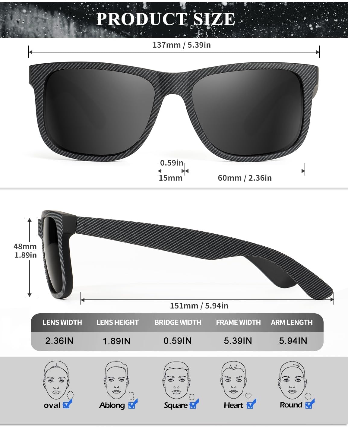 KALIYADI Sunglasses Men Polarized Sun glasses for Mens Womens Classic Matte Black Frame UV Protection 3pack - Image 6