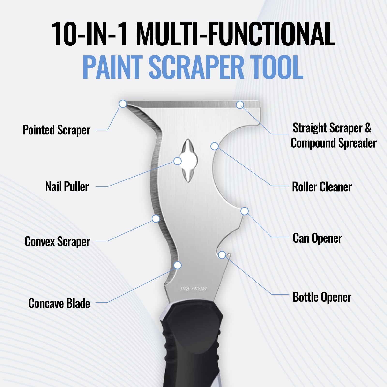 Mister Rui 10-in-1 Putty Knife, MultiUse Paint Scraper Tool, -5