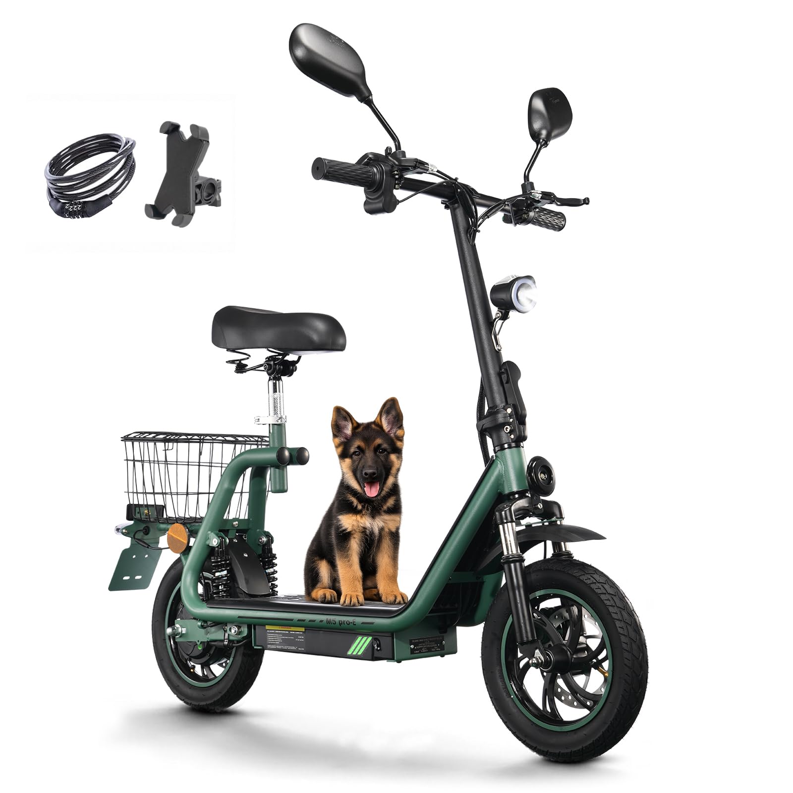 TWOFISH E Moped mit Straßenzulassung, Elektro Motorrad für Erwachsene mit 500W Motor 48V 13Ah Akku, EEC Zertifiziert, 12/14 Zoll Reifen, Display, Rückspiegel