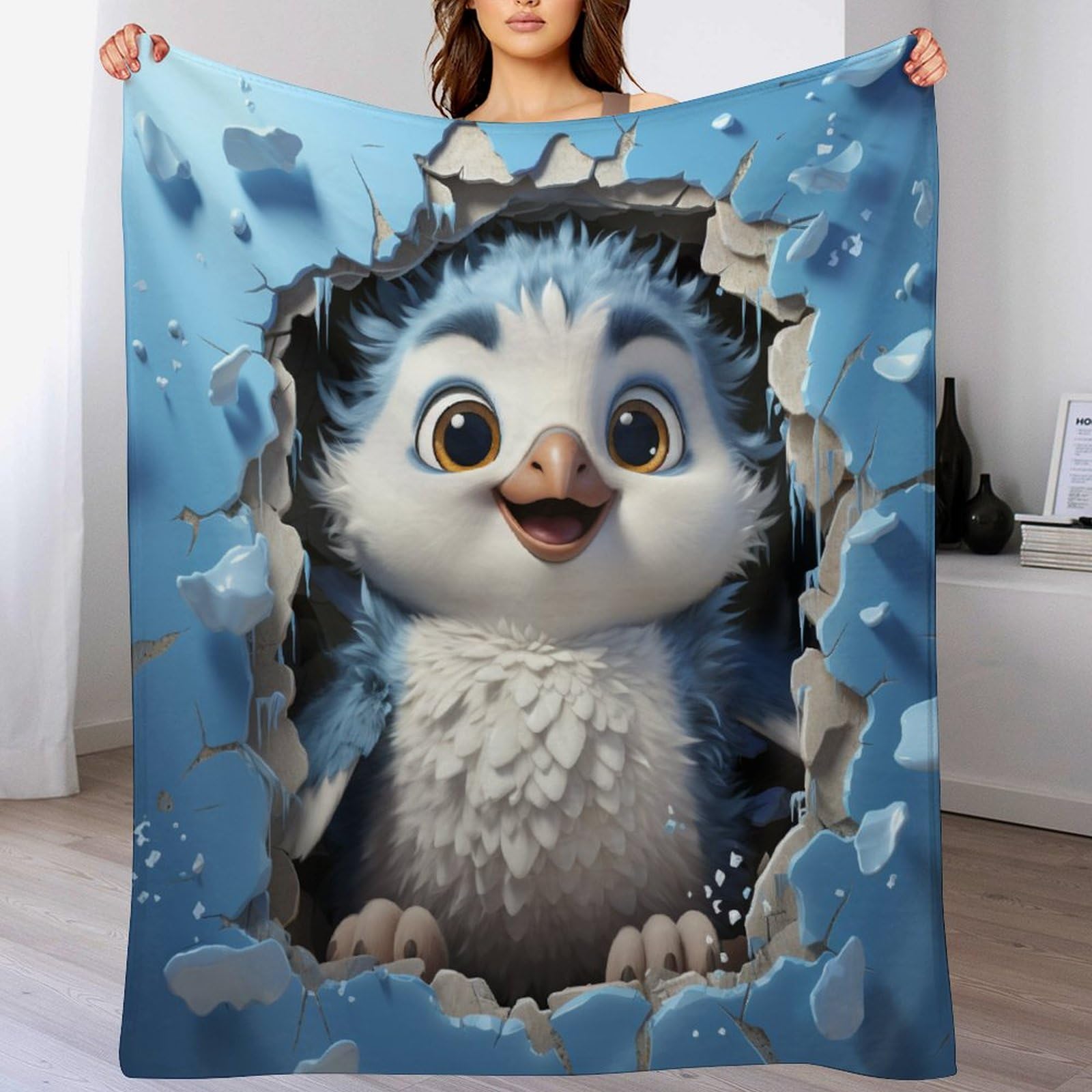 Couverture pingouin en flannel pour des siestes chaudes sur le canapé du salon