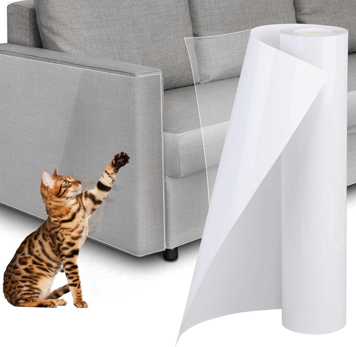 ORCHID M® Anti Cat Scratch Furniture Protector, 500 x 45cm Large Couch Protector for Cats Single-Sided Sticky Couch Protector Clear Couch Corner Guards Tape for Furniture Couch Sofa Door Walls