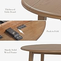 Vista 4 de COLAMY Juego de comedor extensible de 5 piezas para 4, mesa redonda de madera de 36 pulgadas con 4 sillas de comedor con cabeza de clavo, marrón