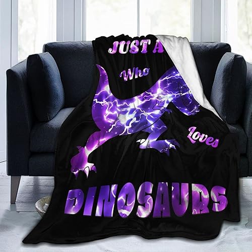 Manta de dinosaurio para sofá cálida y acogedora manta suave para niños y niñas cumpleaños manta de trueno morado regalo para niños tamaño 50 x 40