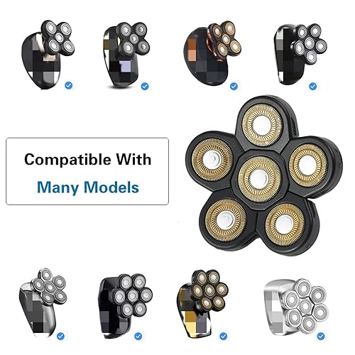 Miniatura 8 de Cabezales de repuesto para afeitadora de 5 cuchillas para hombres calvos, afeitadora eléctrica fácil de limpiar con cubierta de cuchilla