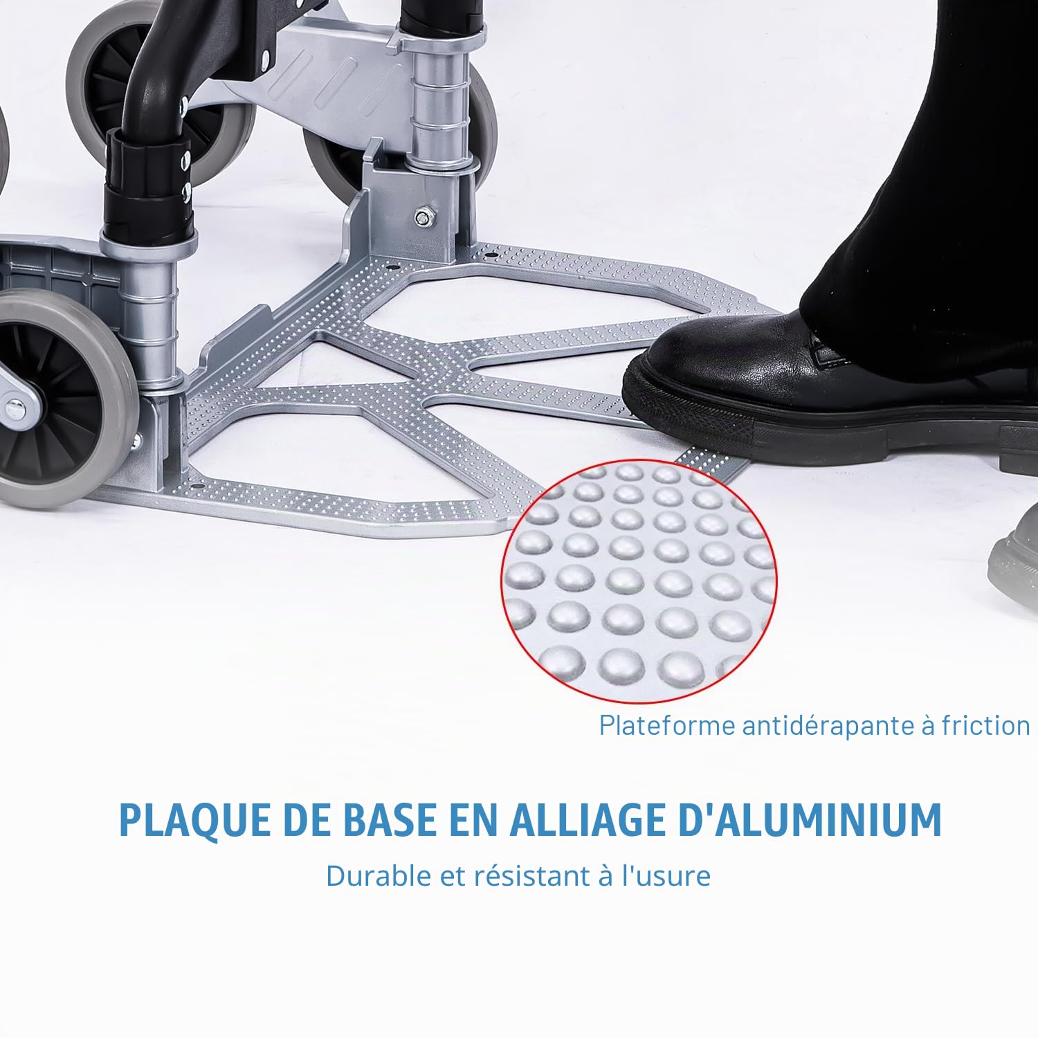 TOPWAY Chariot Pliant Escaliers en Aluminium Escalade Pliable Diable Chariot Sac Brouette Capacité de Chargement de 70 Kg Hauteur Réglable avec 6 Roues, 4 Roues Pivotantes et Cordon