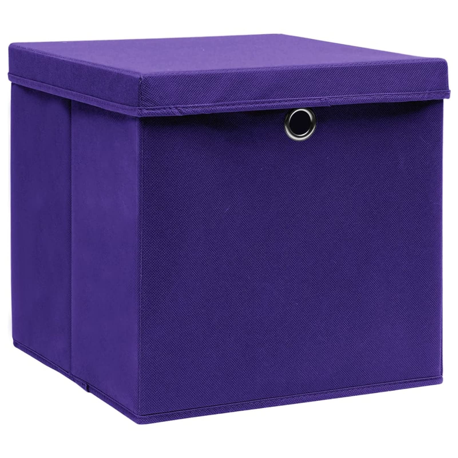 Tidyard 10 STK. Aufbewahrungsbox mit Deckeln Zusammenklappbar Spielkiste Regalkorb Faltkiste Korb Kinderbox Faltbox Box Kiste Vliesstoff 28x28x28 cm Lila