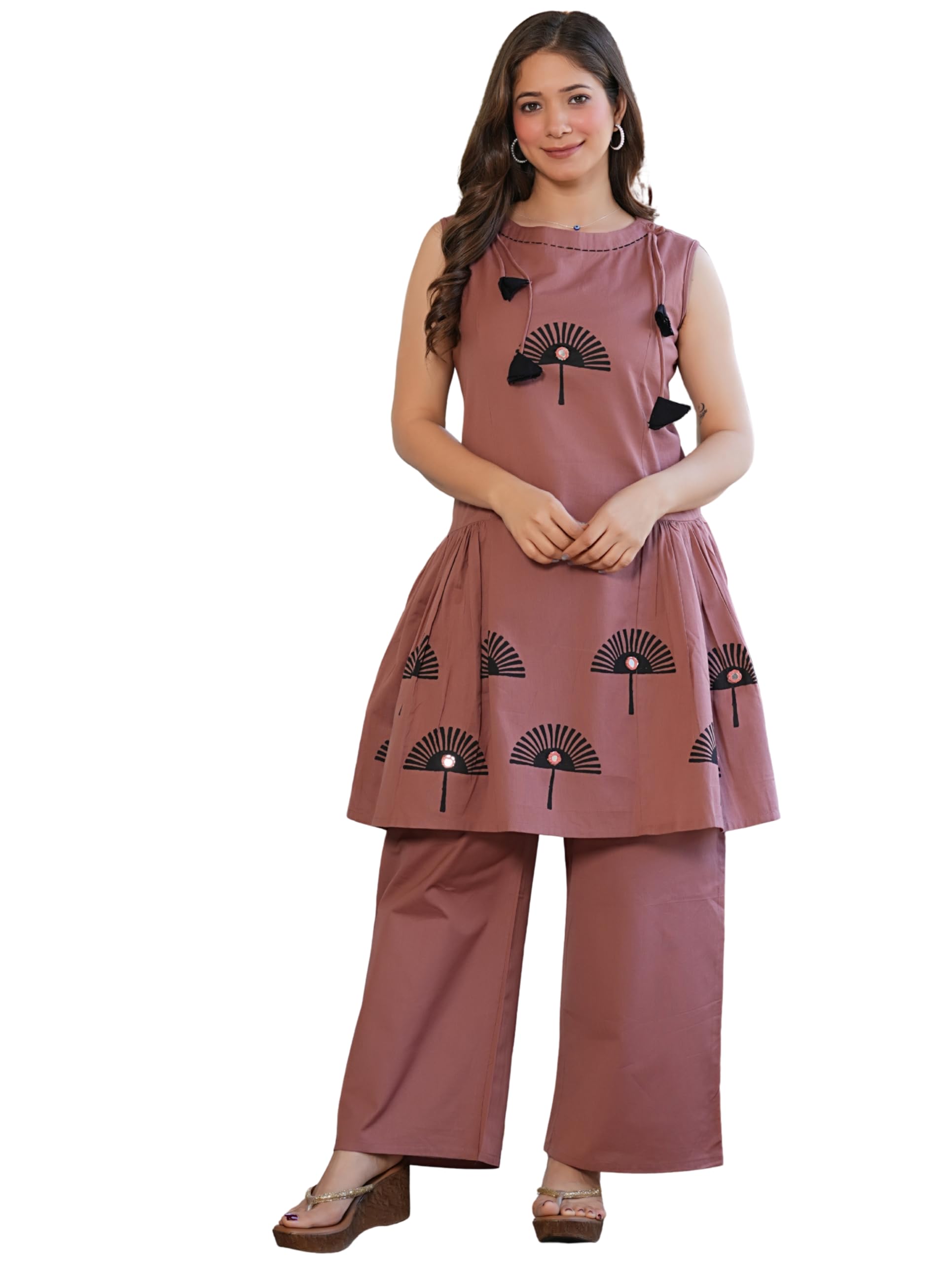 rytras Women Pure Cotton Printed Sleeveless Straight Kurta Set with Palazzo Pants - Ethnic Wear-picture-40