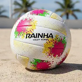 Bola De Volei Profissional Rainha - Sunny Quadra e Areia Cor Branco Ideal Para Jogo, Treino e Lazer - Oficial, Leve e Resistente.