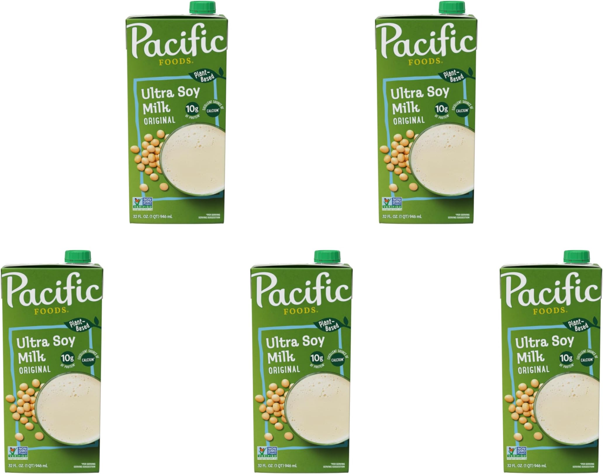 Original Ultra Soy Milk, Plant Based Milk, 32 oz Carton (Pack of 5)