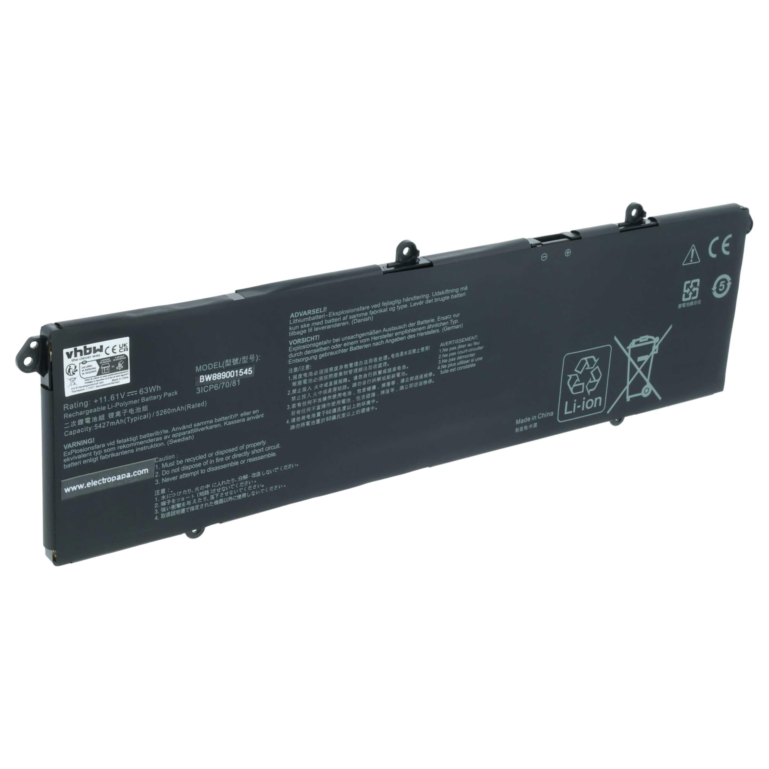 vhbw batteria sostituisce Asus C31N2019 per notebook (5400mAh, 11,61V, Li-Poly)