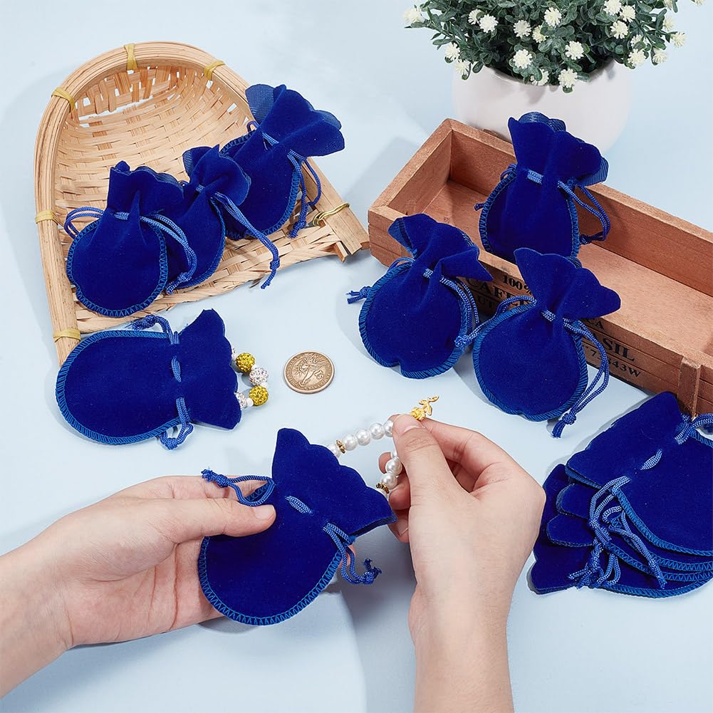 NBEADS 60 Pz Sacchetti In Velluto per Gioielli, 7x5cm Rettangolari con Coulisse, Regalo per Caramelle, Feste di Natale e Bomboniere - Blu Scuro