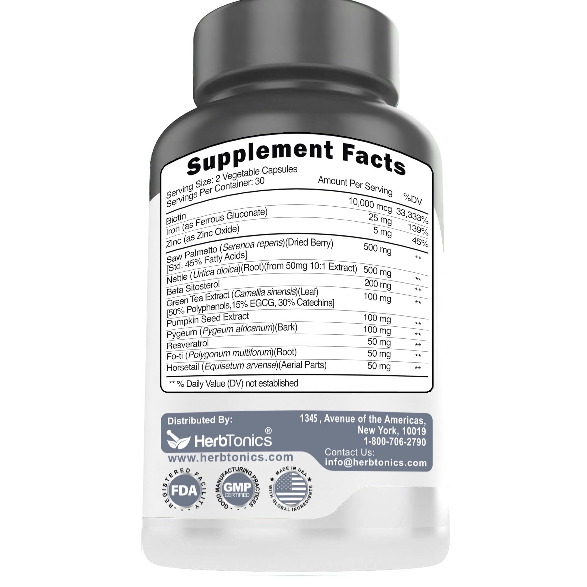 Hair Growth Vitamins for Women & Men | DHT Blocker with Saw Palmetto & 10000mcg Biotin, Foli Tonic Hair Growth Supplement – Supports Fuller, Thicker Hair Appearance, Non-GMO, 60 Vegan Capsules