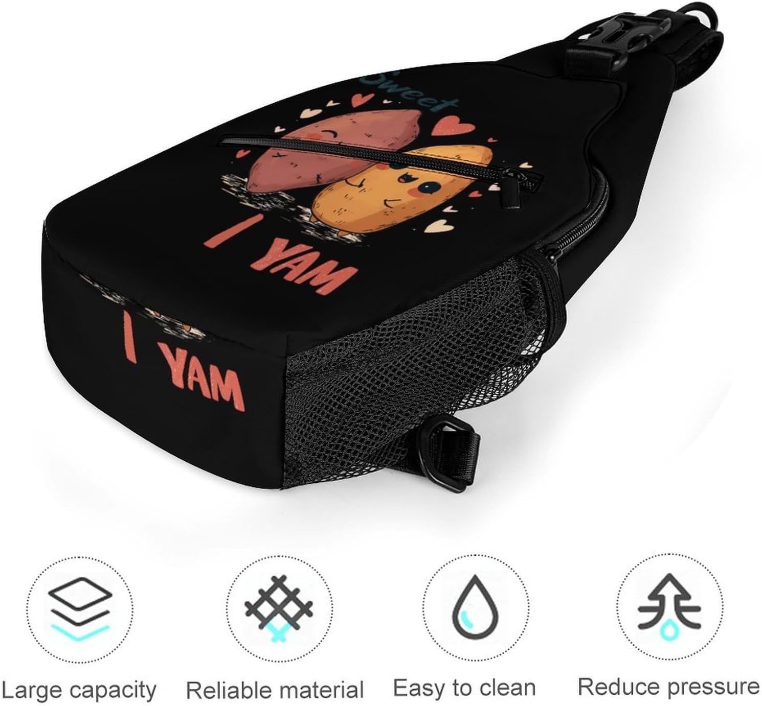 Sweet Potatoes I Yam Men Crossbody Sling Backpack Chest Bag | Travel Fanny Pack,Hiking Daypack,Print Shoulder Bags