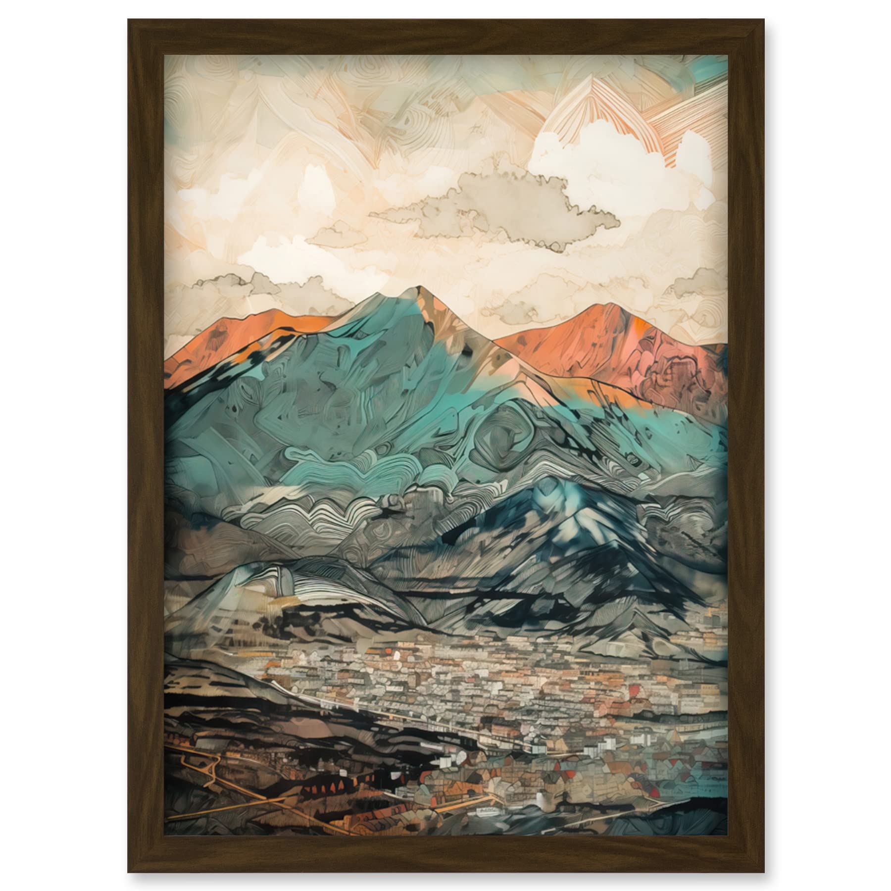 Artery8 Sunrise in Lienz Austria City Under Mountain Range Artwork Framed Wall Art Print A4