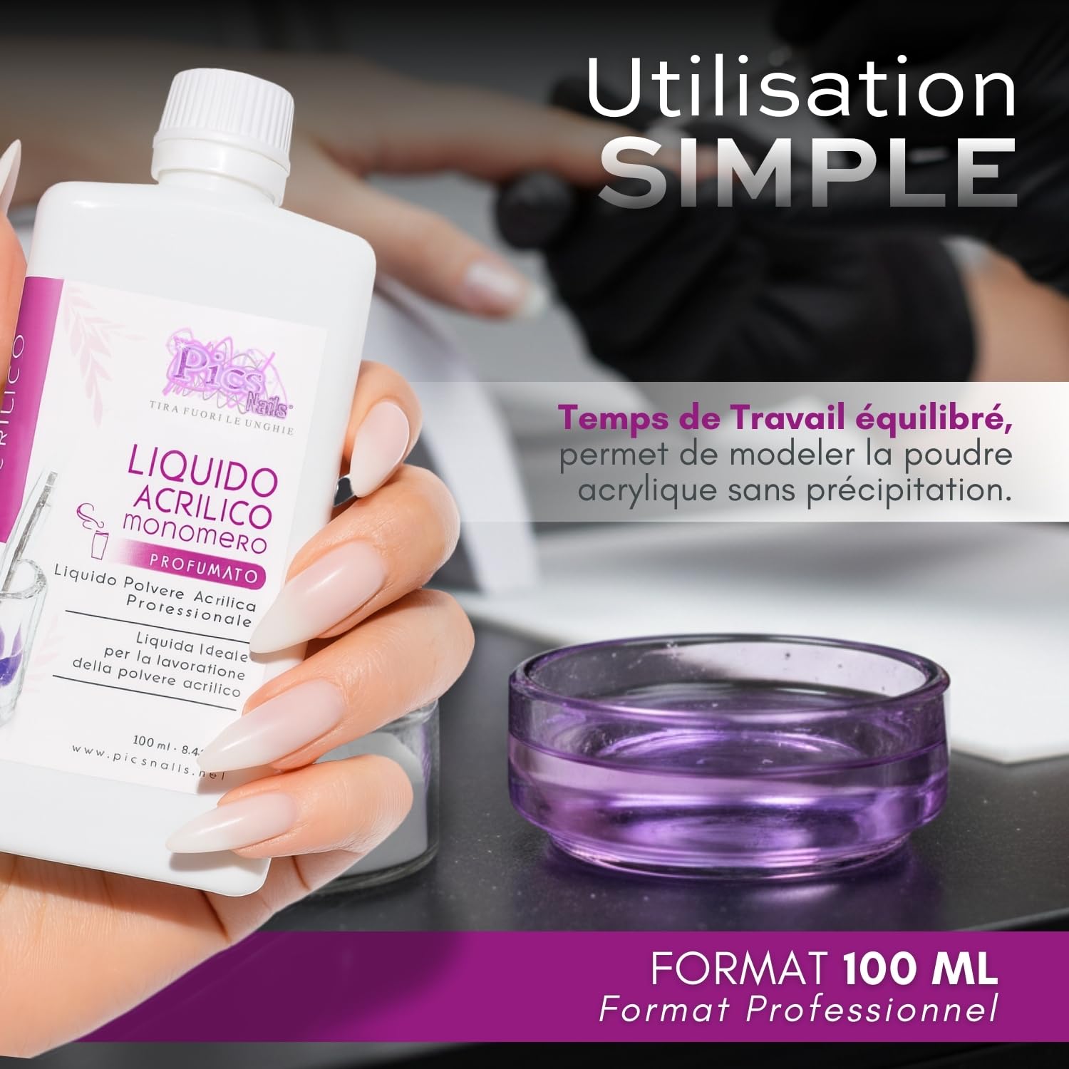 Monomer do paznokci akrylowy profesjonalny 100 ml - perfumowany - akrylowy proszek do odbudowy paznokci, przydatny do modelowania akrylowego proszku do paznokci.