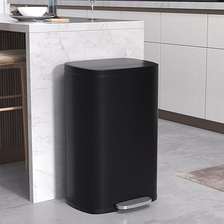 50L Stainless Steel Kitchen Trash Can Black
