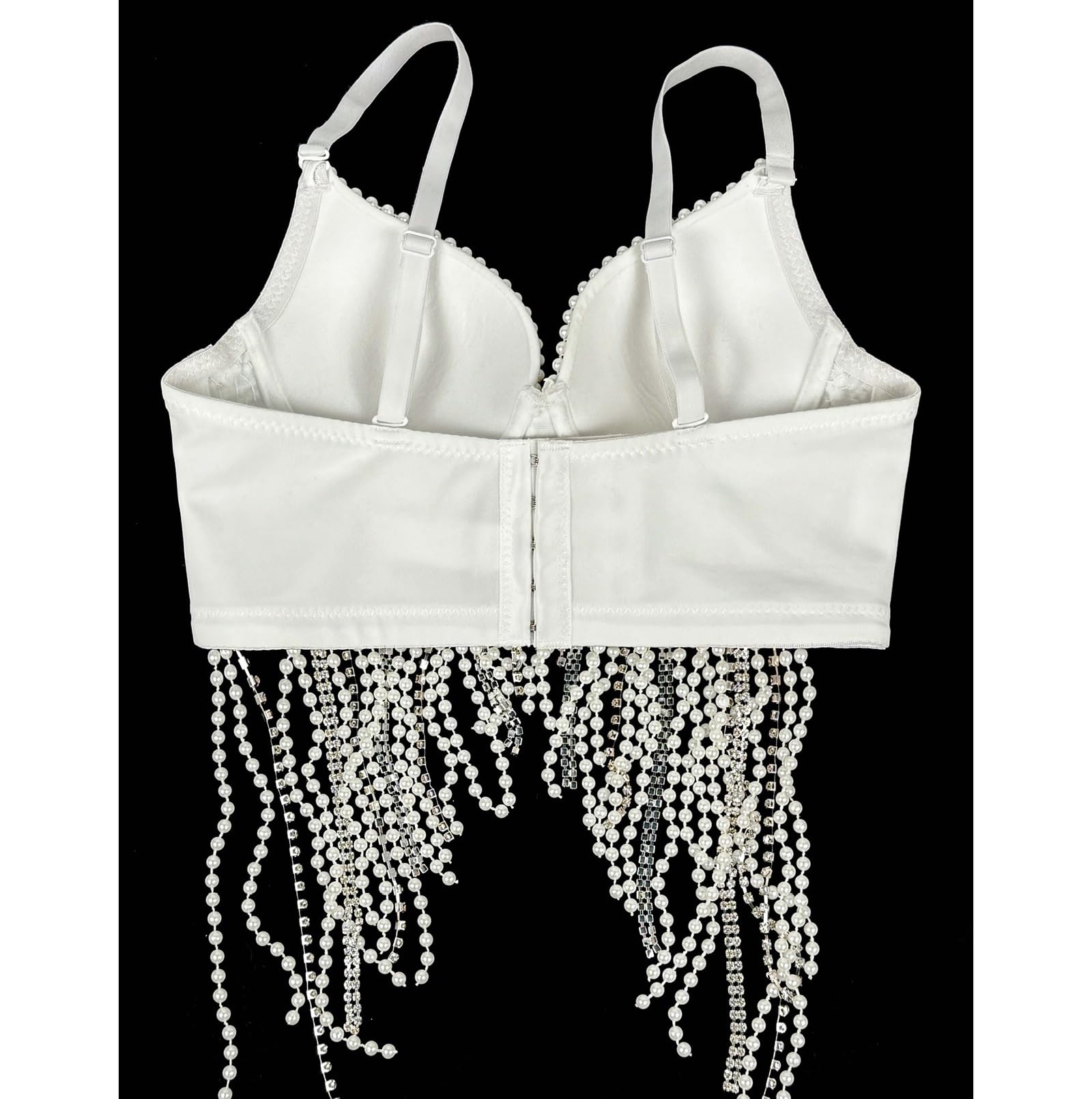 Top Corsetto con Paillettes, Strass e Nappine da Donna Top Scintillante da Sera