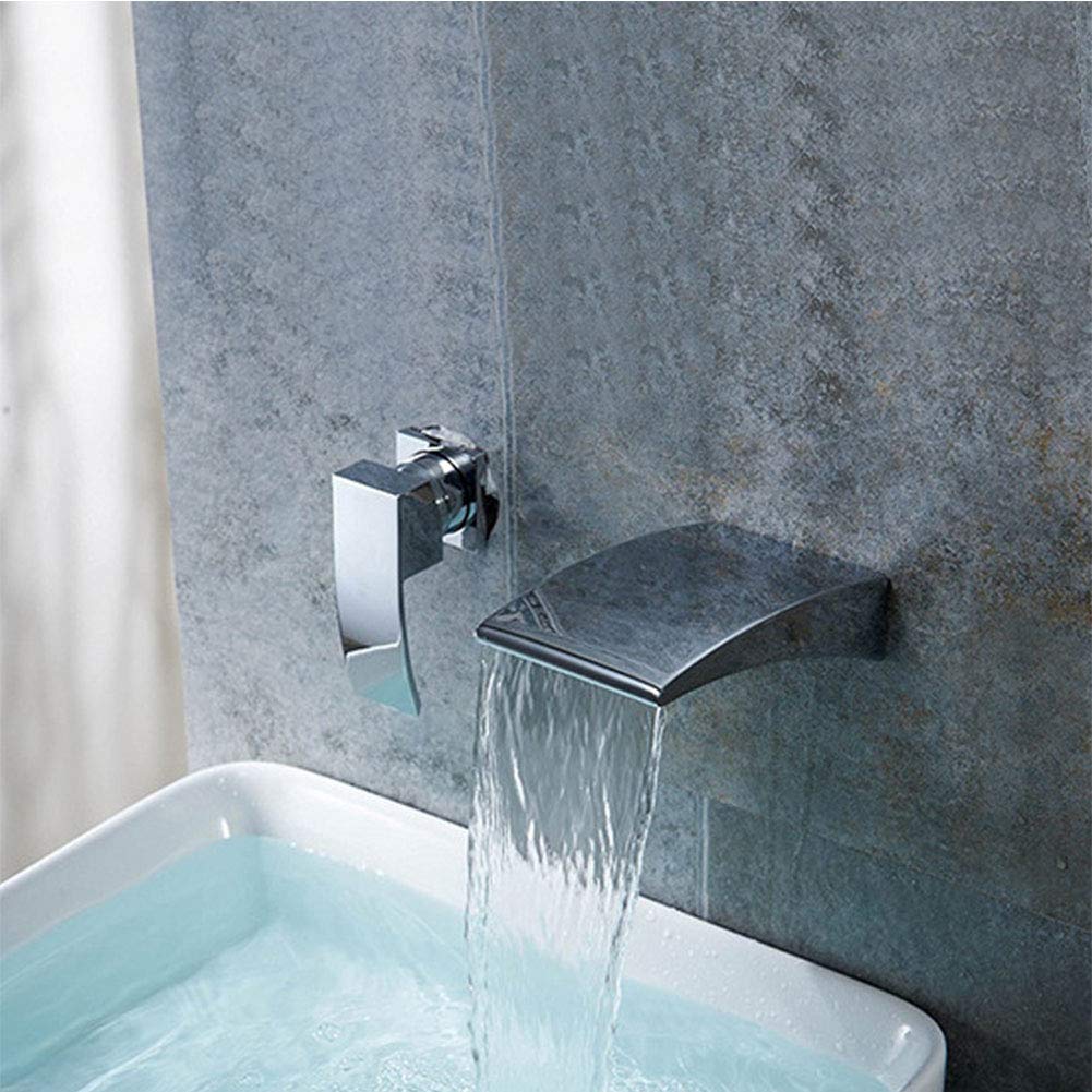 Zeitgenössische Zwei-Griff-Wasserfall verbreitet Waschbecken Wasserhahn, Waschbecken Toilette Schiff Wasserhähne, Chrom