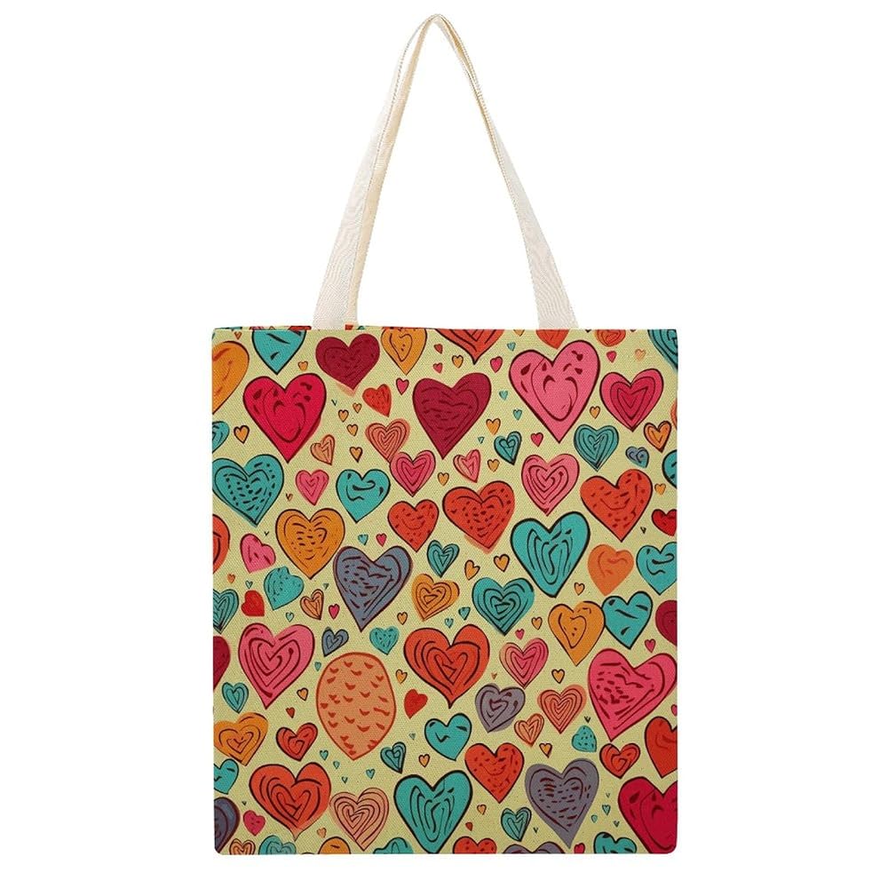 Amazon.com: NHYDSPQ Canvas Tote Bag,Colorful Heart Pattern