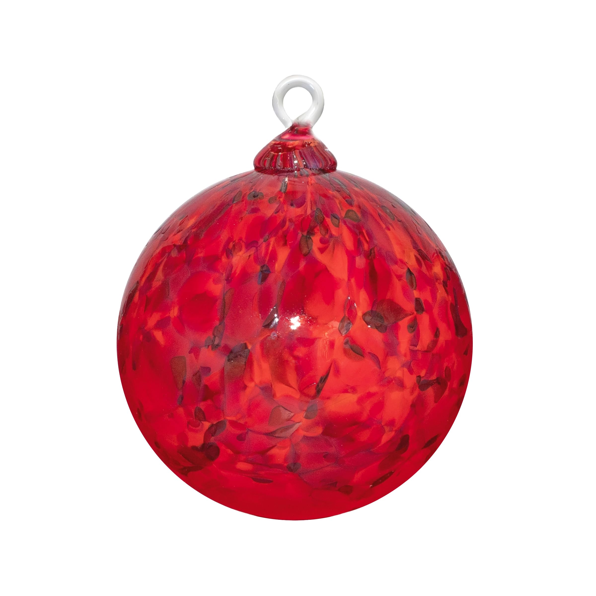 Ornament, Handmade Blown Glass, Hanging Tree Holiday Décor, Sun Catcher, Witches Ball, Gazing Orb, Friendship Keepsake, Window Color. (Christmas Red)