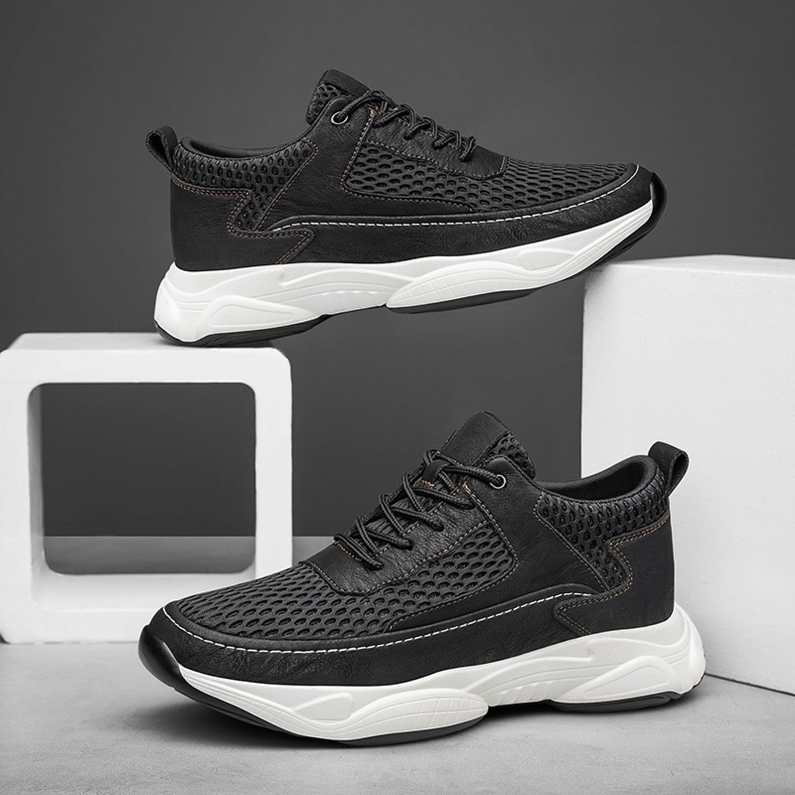 Sneakers da uomo in rete leggera traspirante con tacco invisibile 6/8/10 cm Taller scarpe sportive casual sneakers traspiranti per città tempo libero e passeggiate