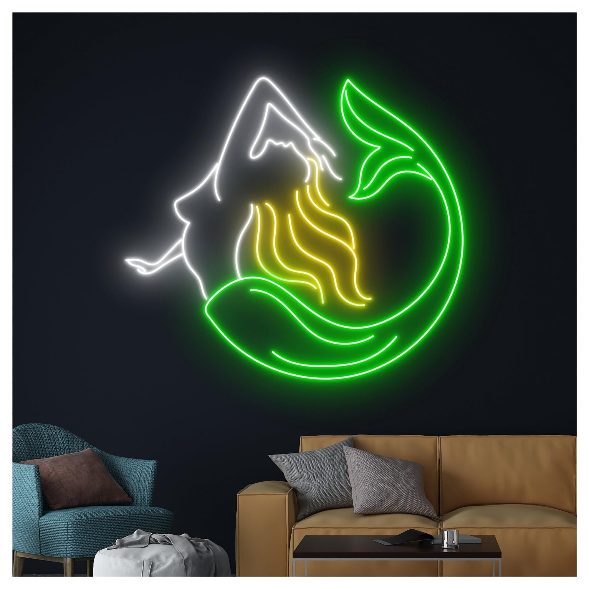 Decoración Lámparas Letrero De Neón Sirena Para Habitación Bebé, Decoración Pared Playa Oceánica, Escaparate, Entrada Comercial, 55cm