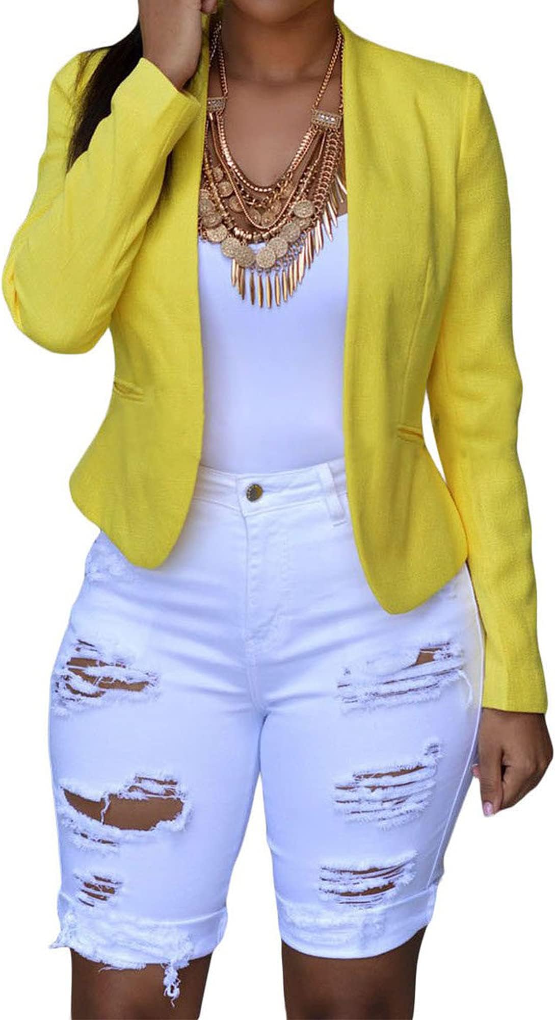 Women's Ripped Denim Destroyed Mid Rise Stretchy Bermuda Shorts Jeans