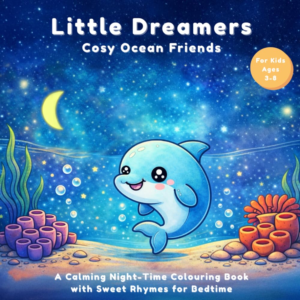 Little Dreamers: Cosy Ocean Friends Bedtime Colouring In Book: A Cute Bedtime Ocean Animal Colouring Book for Kids Ages 3–8 | Sweet Rhyming Goodnight ... Waves | Toddler Sleep Routine Activity Book