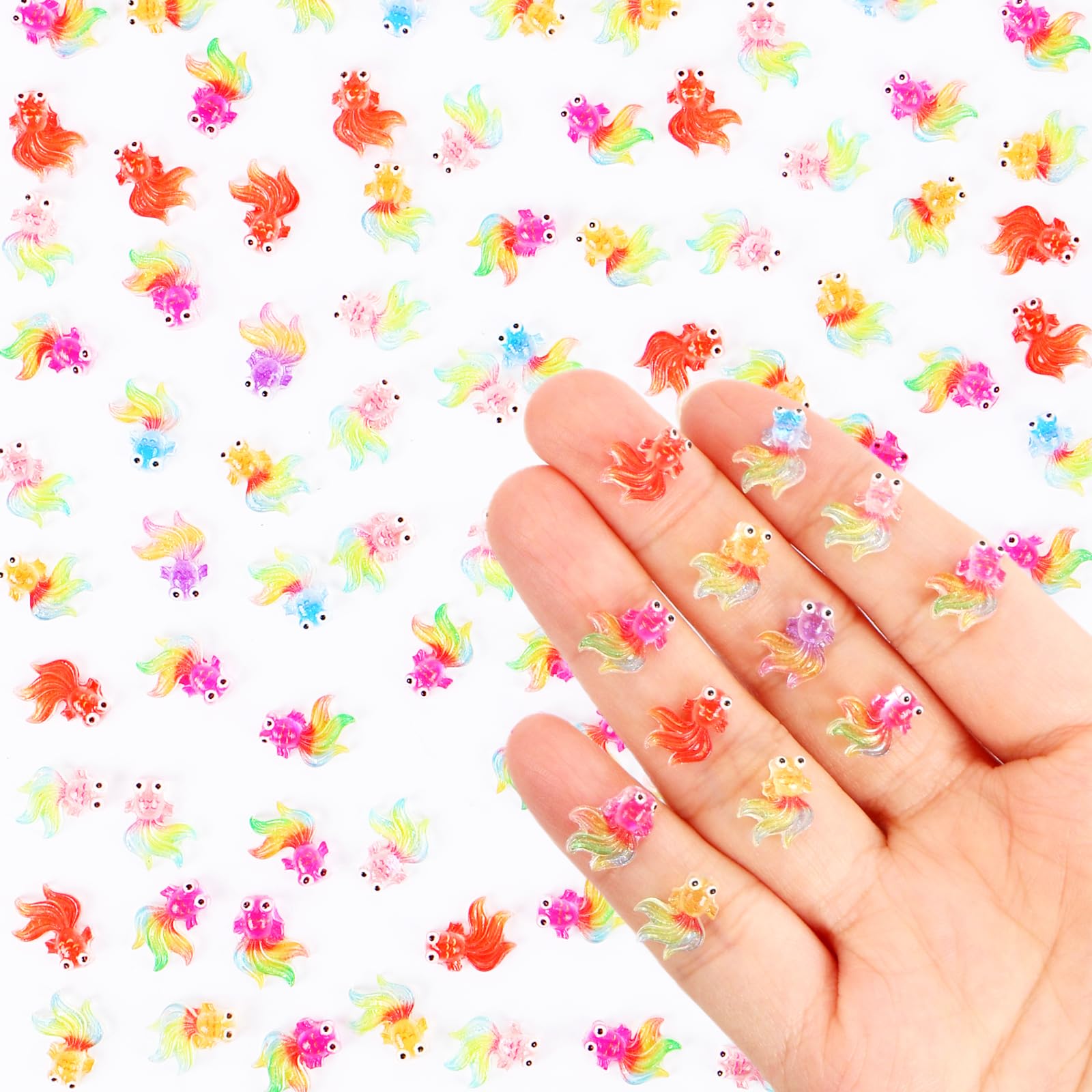 100 Pieces Tiny Goldfish Decor for Dollhouse Miniatures Resin Animals for Crafts Tiny Things for Fairy Garden Micro Landscaping Decoration