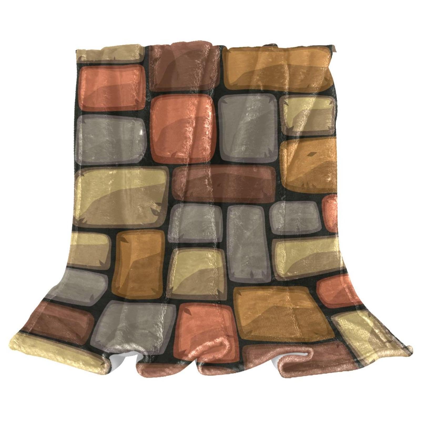 Couverture polaire mur de briques 150x200 : plaid chaud et doux pour canapé