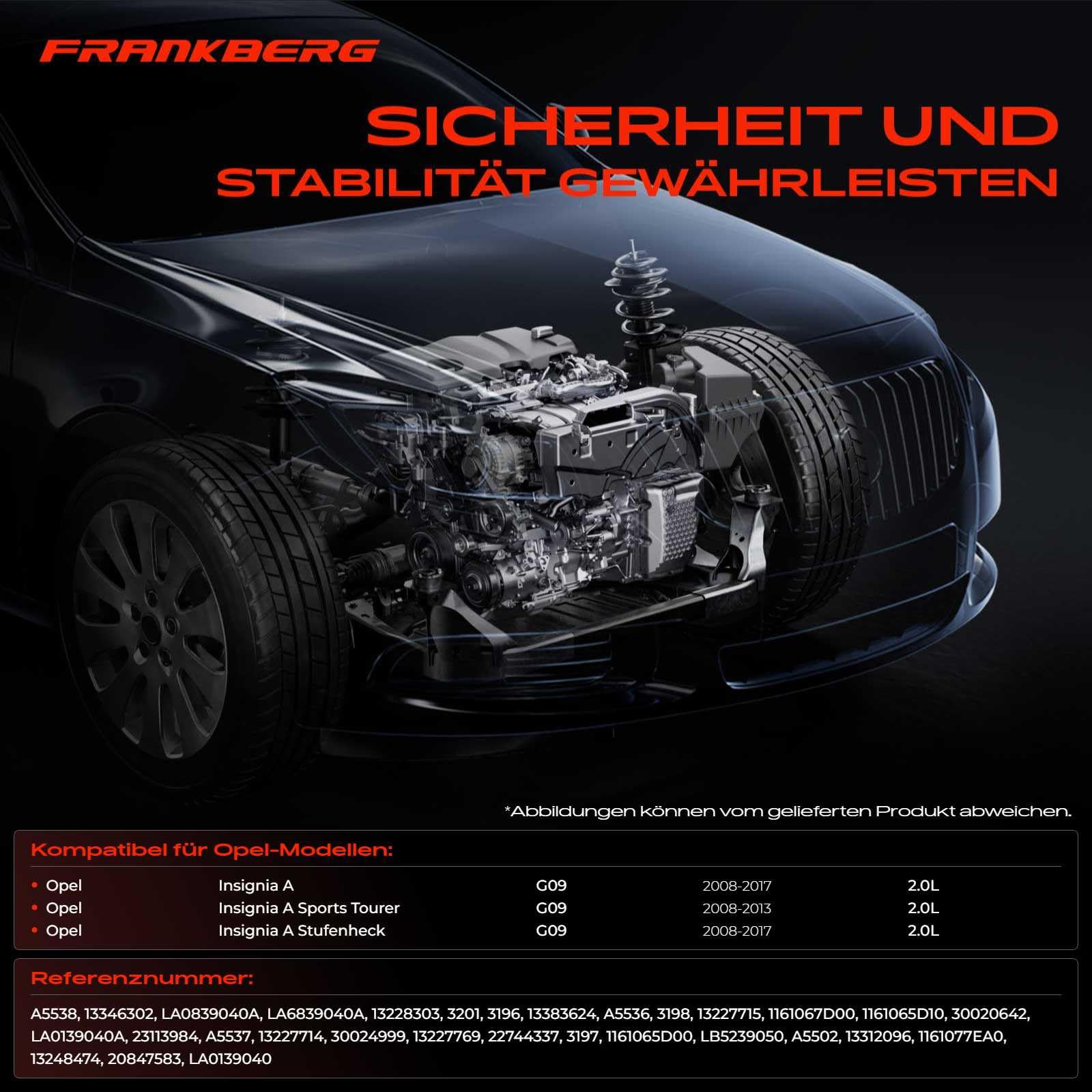 Frankberg 2 soportes de motor + 2 soportes de caja de cambios 13228303 | Compatible con: Insignia A G09, Insignia A Saloon G09, Insignia A Sports Tourer G09