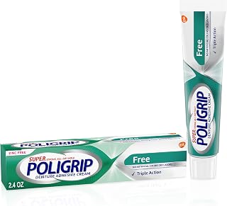 Super Poligrip Zinc Free Denture Adhesive Cream, 2.4-Ounce Tubes (Pack of 4)