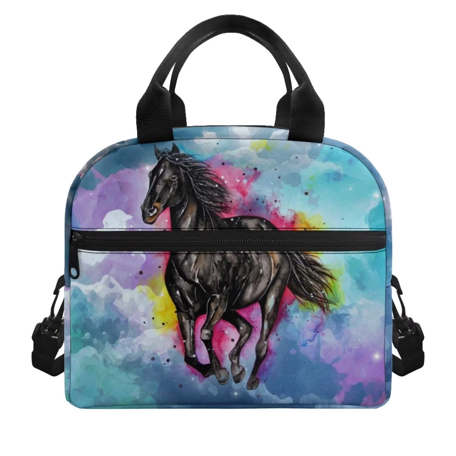 Showudesigns Horse Lunch Box for Boys Men Lunch Box Bag Lightweight Bento Cooler Bag Keep Food Cold and Warm Picnic Bags Gifts for Horse Loves Crossbody Purse Blue Cloud
