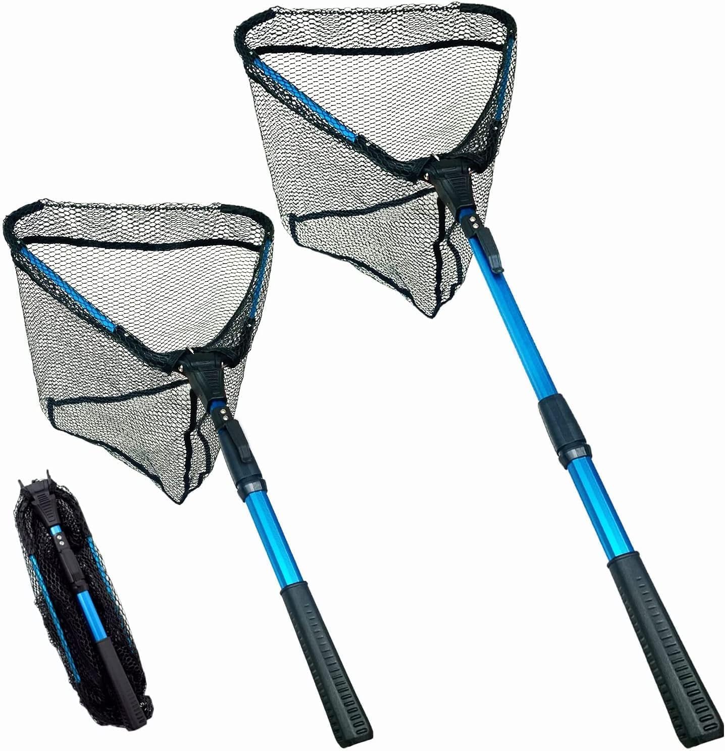 Hikky Foldable Fishing Net, Landing Net With Lightweight Portable Aluminum Alloy Frame Handle Extensible For Bird Fish Catch Release,Compact Kids And Adults