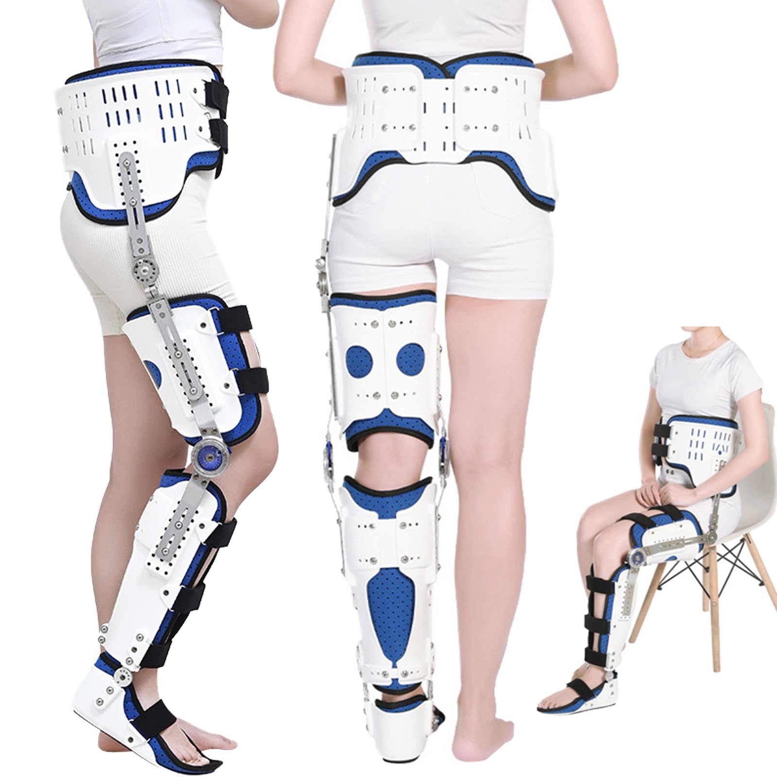 Ortezy Biodrowo-Kolanowe Ze Stopą I Butami Ortopedycznymi, Ortopedyczny Stabilizator Kolana, Regulowany Stabilizator Kolana Do Rehabilitacji Po Złamaniach Biodra, Stały Stabilizator Left-M