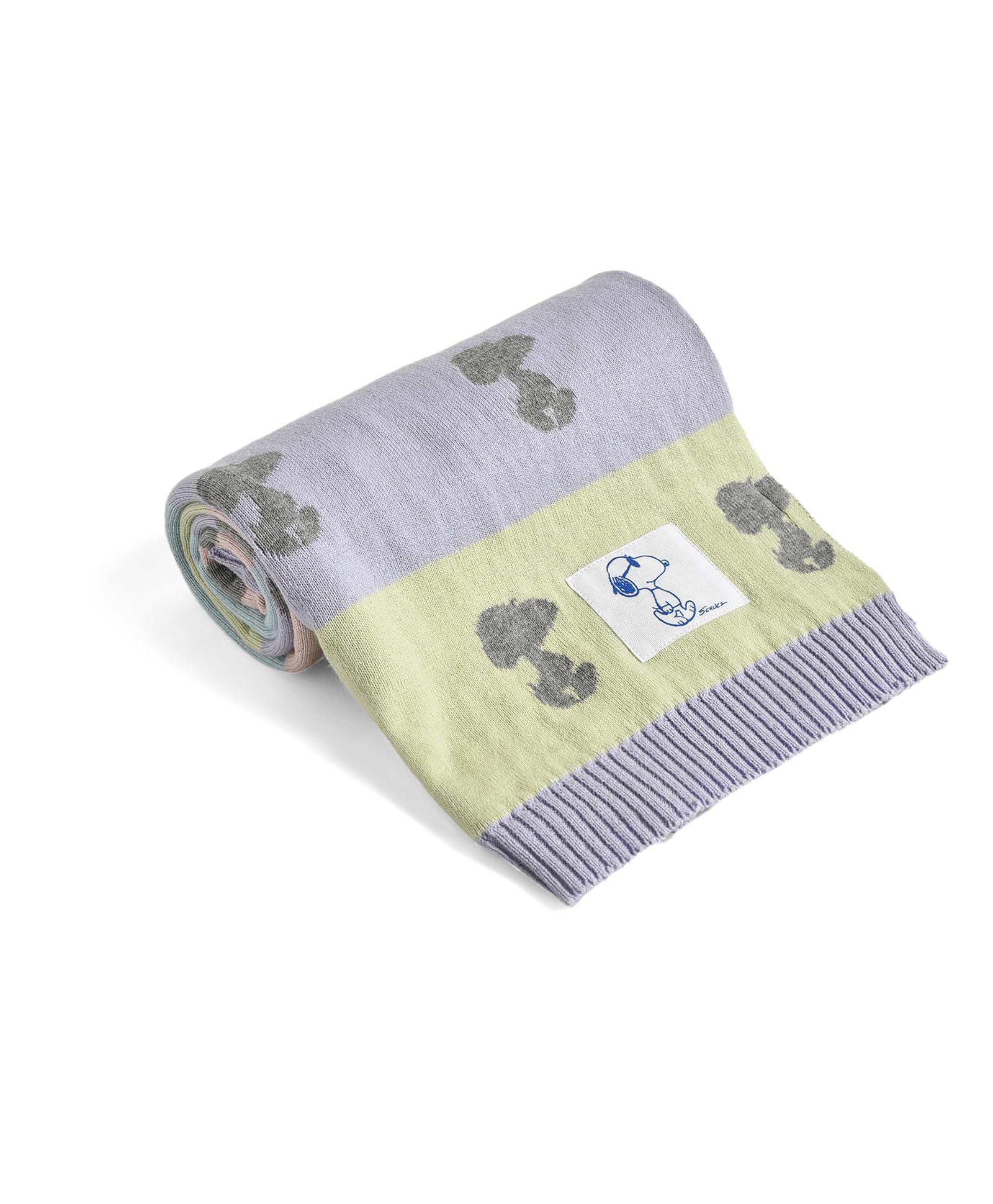 Mi Arcus Peanuts Snoopy Printed Premium Knitted Ultra-Soft Mini me Blanket for Baby Boys Girls 0-12 Months, 90x70 cm - Grey