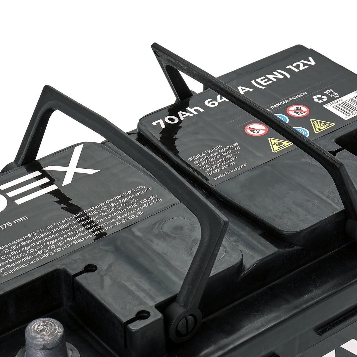 RIDEX 1S0039 Batterie 12V 70Ah 640A B13 Batterie au plomb, avec poignets, sans jauge de niveau Compatible avec RENAULT Clio 3 3/5 portes BR0/1, CR0/1 Clio 2 3/5 portes BB, CB, BB0/1/2, CB0/1/2, FORD