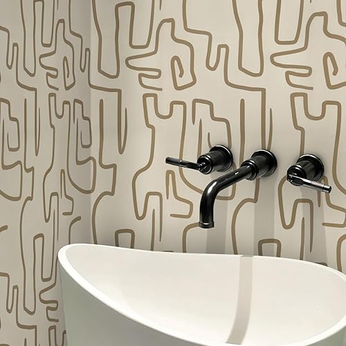 Miniatura 7 de Ismoon Rollo de película de vinilo para despegar y pegar, de 17.3 x 118 pulgadas, diseño de garabatos abstractos, autoadhesivo, impermeable,