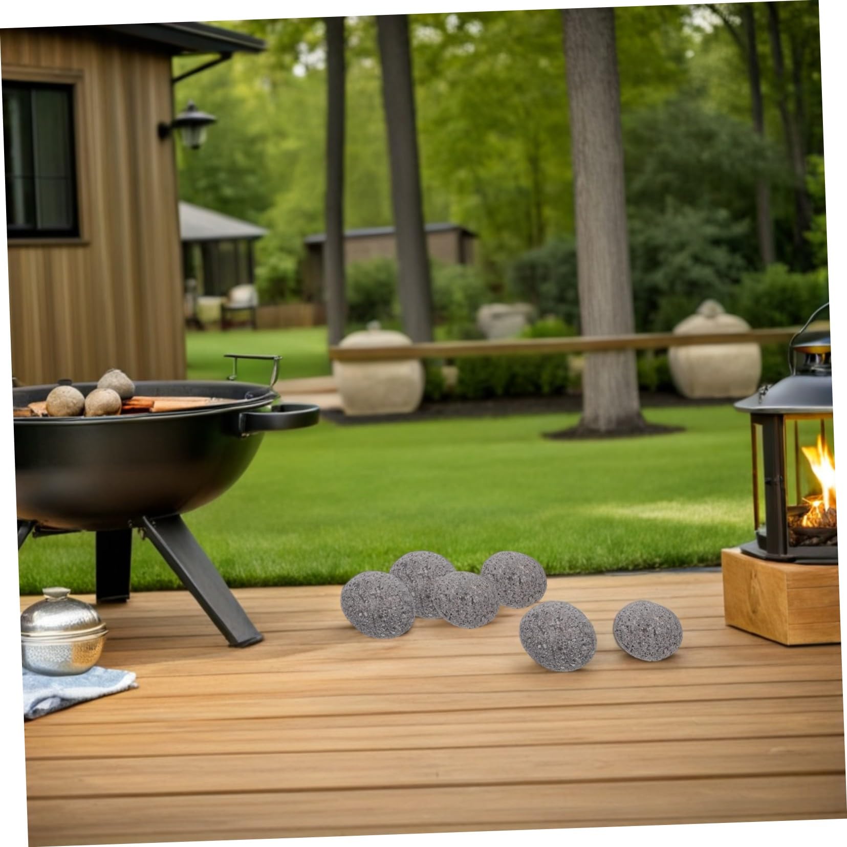Toddmomy Naturali Pietre Decorative p e 1 Sacchetto da Braciere Pietre Laviche Resistente alle Crepe, Distribuzione Efficiente del Calore Stufa e Barbecue da Esterno e Interno