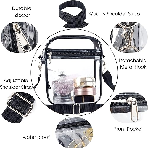 Miniatura 4 de KETIEE Bolso cruzado transparente, aprobado para estadios, para conciertos, eventos deportivos, festivales G1-negro