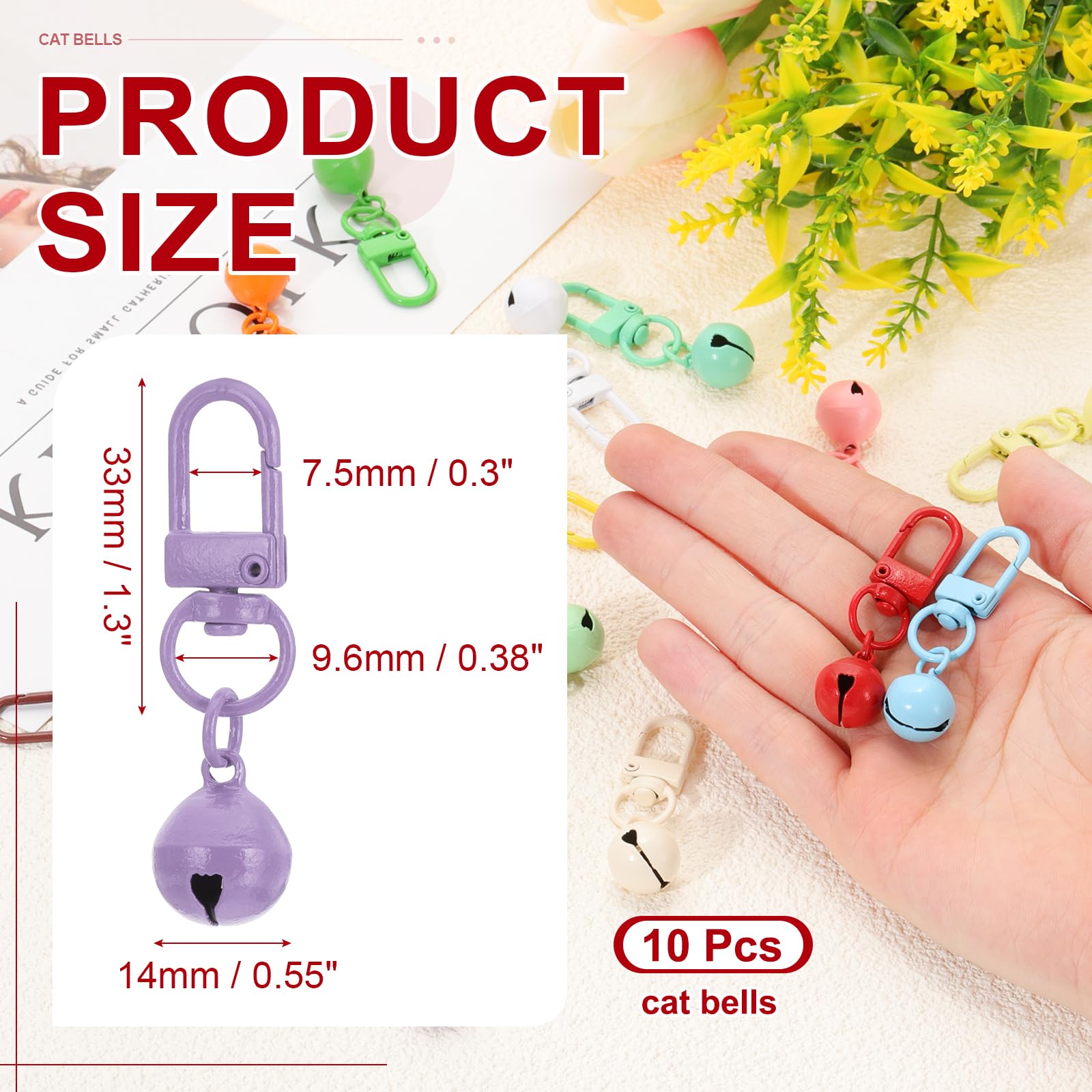 PATIKIL 10 PCS Campanellini Per Cani, Campanellino Per Collare Gatti Campanellini Piccoli Per Animali Domestici Portachiavi Carino IngrossoPer Collare Cane Charm Pendente, Viola Chiaro