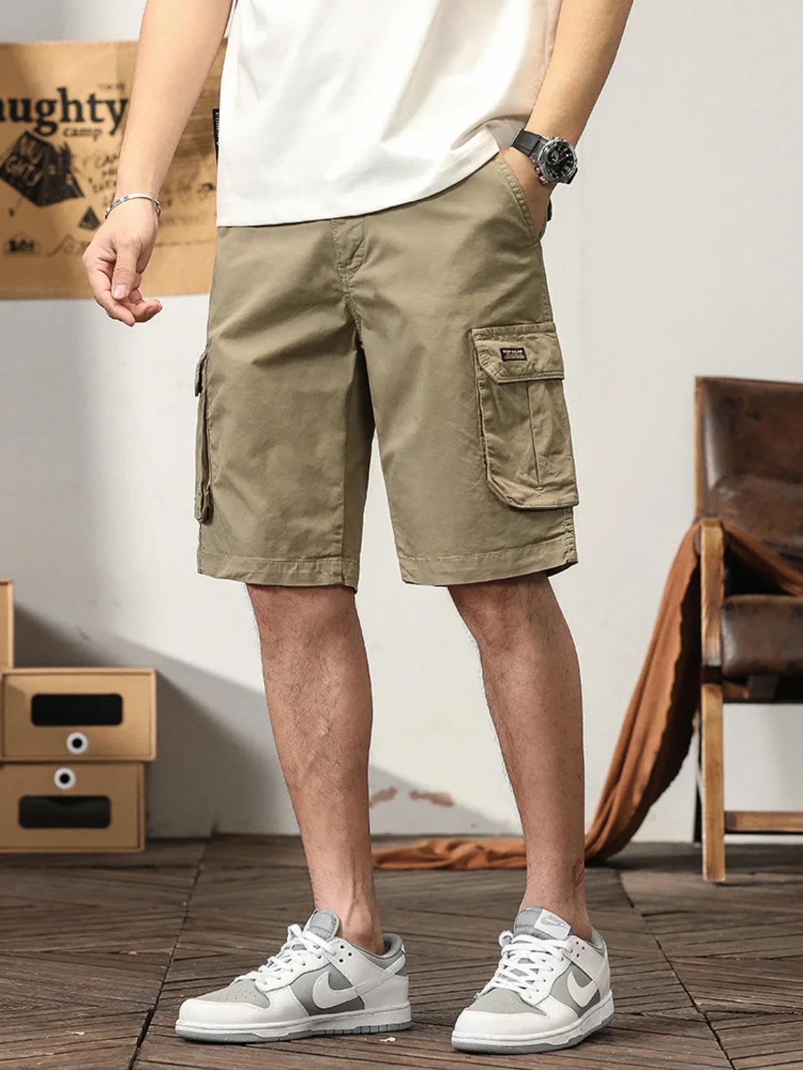 Pantaloncini Uomo Cargo Tasche Activewear All'aperto Corsa Casual Estate Uomo Pantaloncini Cargo