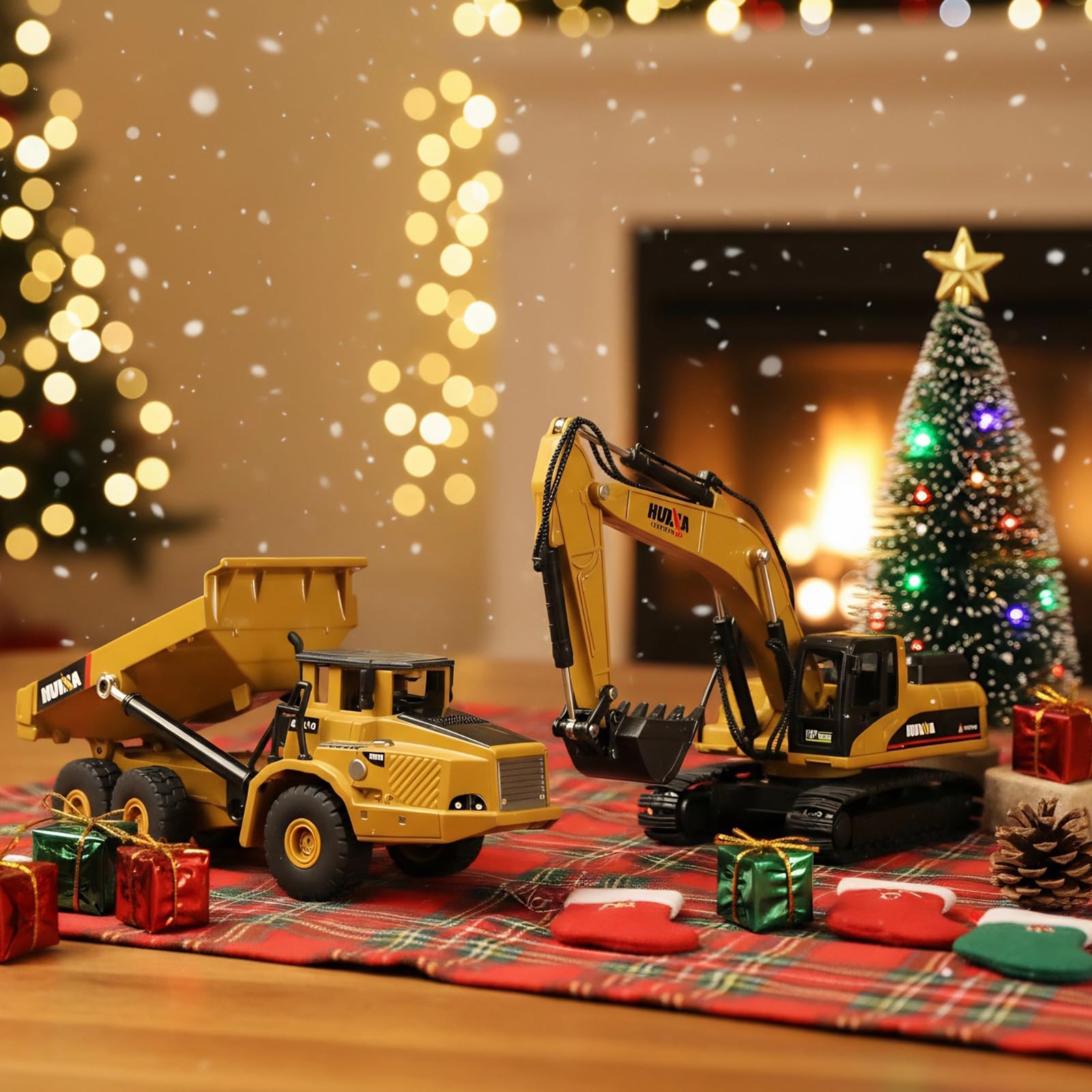 Kipplaster und Bagger Kit Spielzeug, /Metall 1:50 Kipper LKW Dump Truck Lastwagen Spielzeug Baustellenfahrzeuge Kinder Ab 3 Jahre