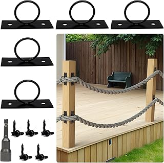 5Pack 2inch Rope Support Holder Drop Ring Brackets Decorative for Hemp Rope Fencing Stair Deck Railing Ceiling Hook