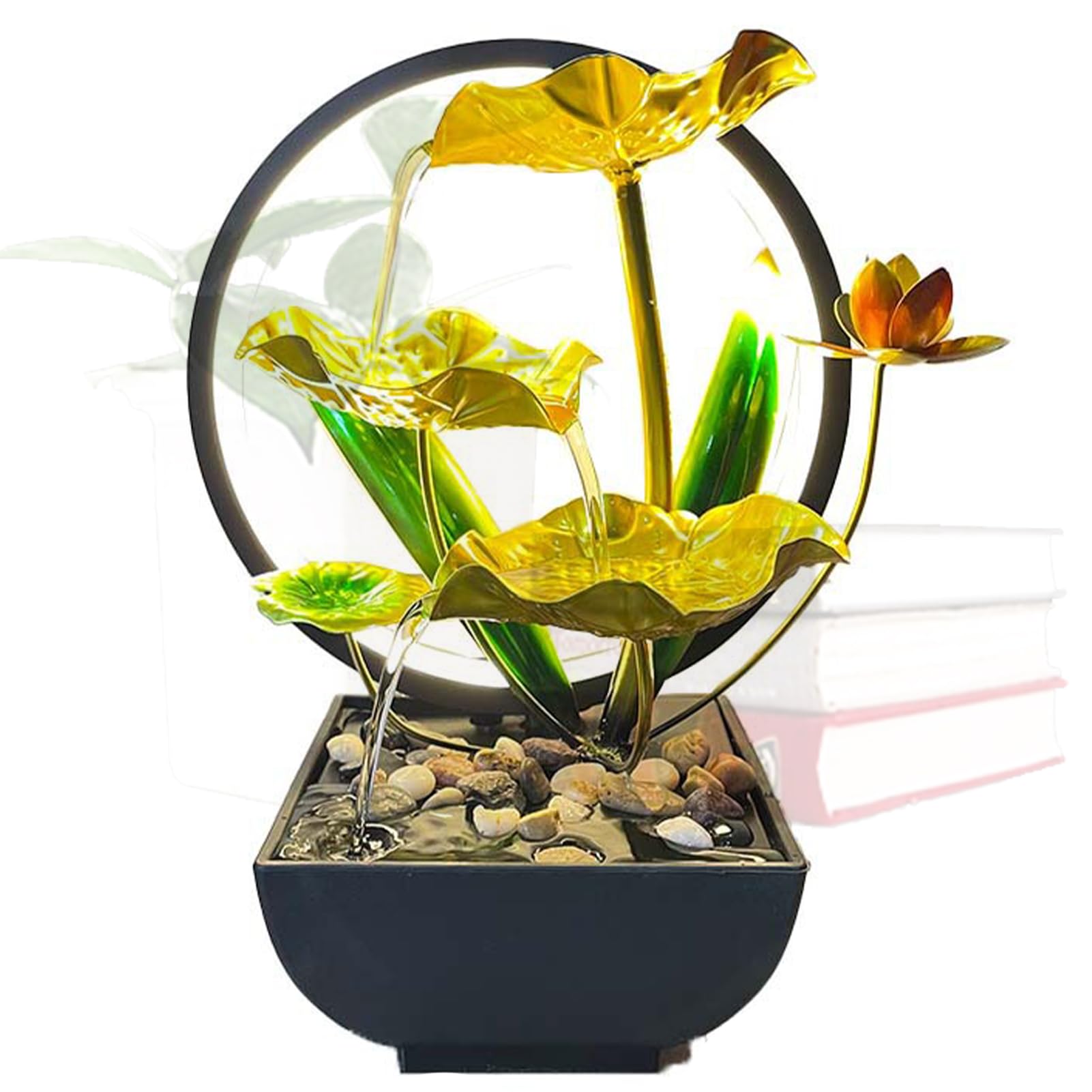 Fontaine d'intérieur pour réduire le stress au bureau avec cascade LED
