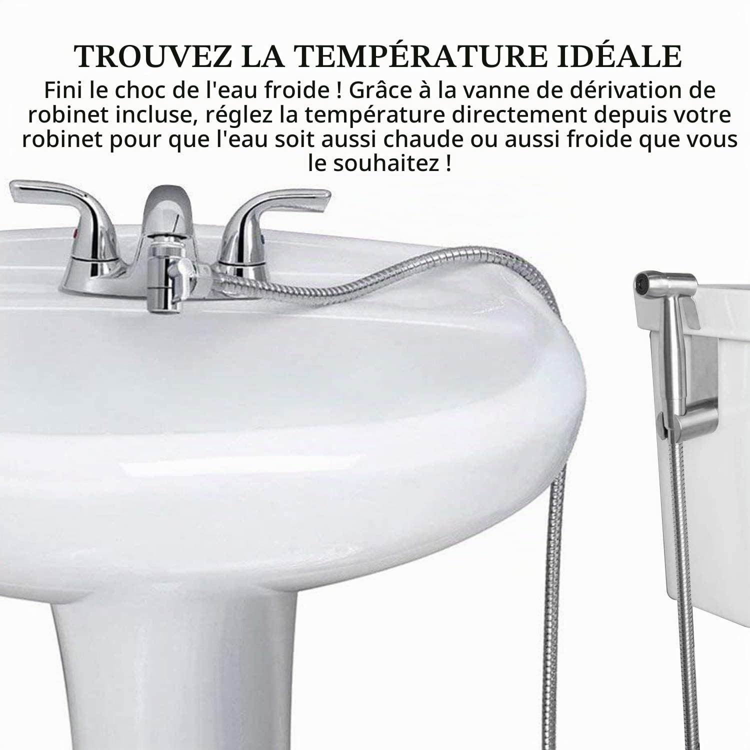 Douchette pour Lavabo Ensemble - Pommeau Douche pour Lavabo Douchette de Salle de Bain avec 59”Tuyau pour Pet Douche se Laver Les Cheveux ou Nettoyer L'évier - avec valve de robinet